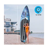 SereneLife Rising Flow Inflatable Stand-Up Paddle-Board With Accessories, Space Blue Design