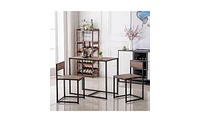 Slickblue 3-Piece Elm Wood Breakfast Table and Chair Set for Simple and Stylish Dining Spaces