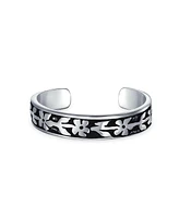 Bling Jewelry Western Flowers Vine Leaf Oxidized Midi Band Toe Ring Silver Sterling