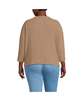 Lands' End Women's 3/4 Sleeve Cozy Rib Dolman Top