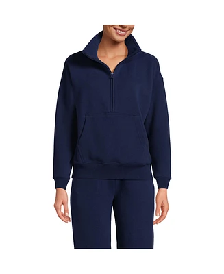 Lands' End Women's Serious Sweats Relaxed Long Sleeve Half Zip Sweatshirt