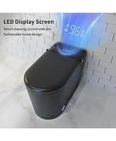 Lalahoo Smart Toilet with Bidet Built in, Auto Open & Close, Elongated Heated seat, Foot Sensor Flush, Led Display, Warm Water Wash, Dryer, Night Ligh