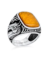 Bling Jewelry Naural Brown Tiger Eye Equestrian Stallion Horse Ring Sterling Silver