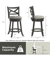 Costway Swivel Bar Stools Set of Counter Height Chairs with Hollow Back Soft-padded Seat