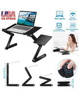 Slickblue 360-Degree Adjustable Laptop Bed Tray Table Portable Standing Desk with Removable Mouse Board, Storage Drawer & Collapsible Legs for Sofa