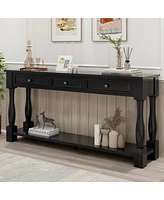 63'' Long Console Table with Drawers and Shelf – Perfect for Entryway, Hallway, or Living Room