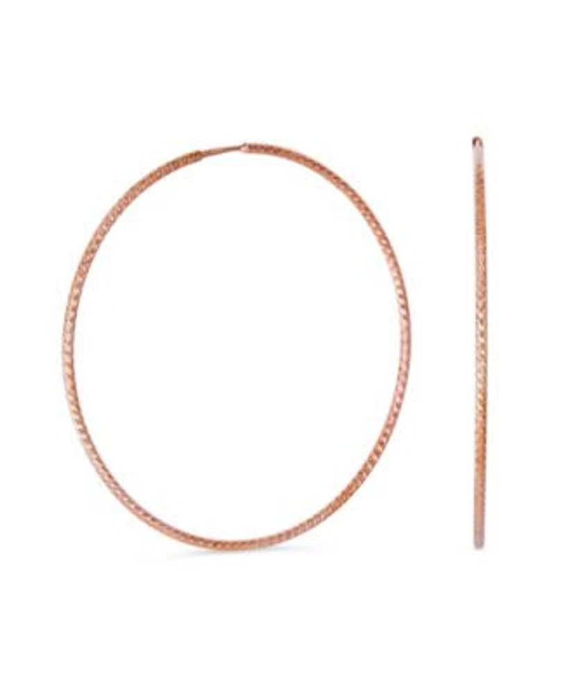 Bling Jewelry Lightweight Round Thin Endless Continuous Twist Hoop Earrings For Women Rose Gold Plated .925 Sterling Silver 1.75 Inches
