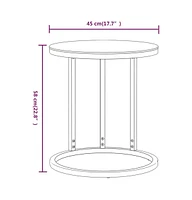 vidaXL Side Table Gold and Marble 17.7" Tempered Glass