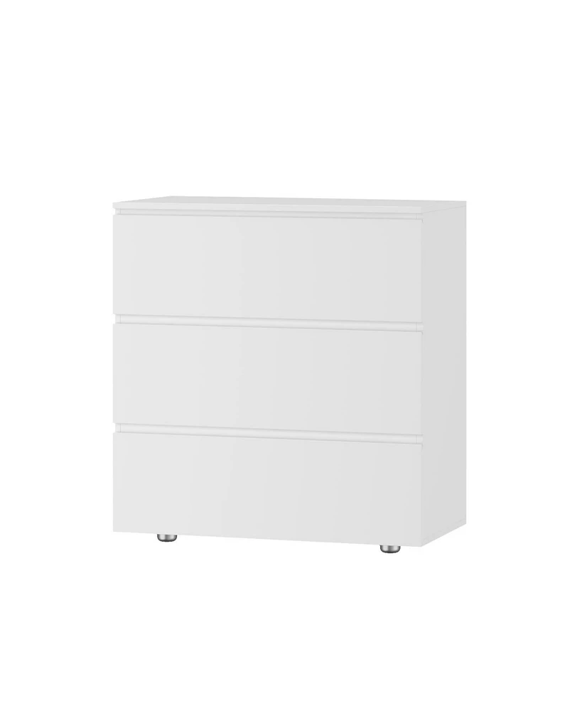 Homsee 3-Drawer White Bedside Table Storage Dresser Cabinet