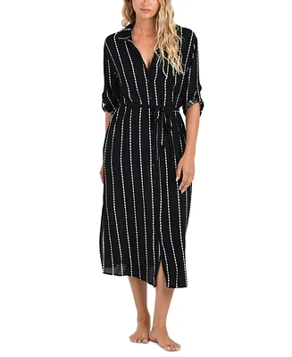 La Blanca Women's City Lights Button-Up Shirt Dress Cover-Up