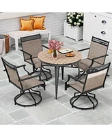 Costway Patio Swivel Dining Chairs Set of with Quick-Drying Fabric and Metal Frame