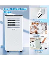 Costway 8000 Btu Portable Air Conditioner 3 -in-1 Air Cooler Dehumidifier Fan 24H Timer 5000 Btu(8000BTU Ashrae)