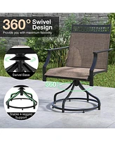 Costway Patio Swivel Dining Chairs Set of with Quick-Drying Fabric and Metal Frame