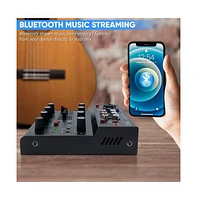 Pyle Compact Bluetooth Dj Mixer Interface with Usb Audio and Phantom Power