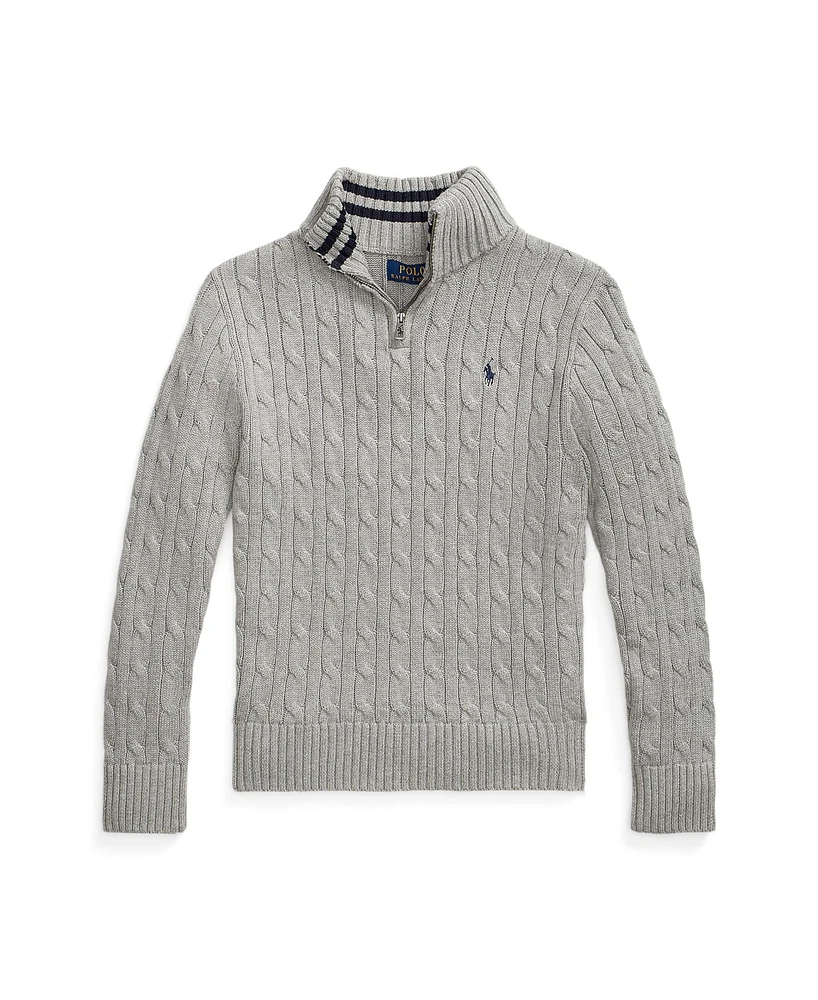 Polo Ralph Lauren Big Boys Cable-Knit Cotton Quarter-Zip Sweater