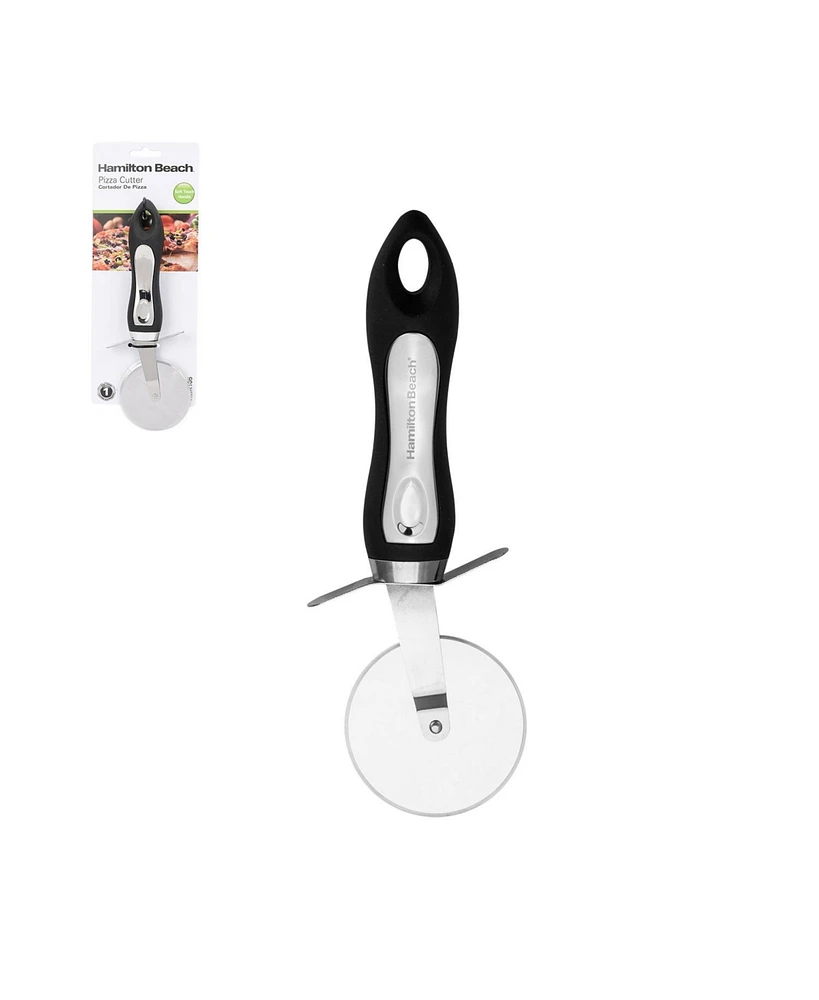 Hamilton Beach Pizza Cutter 8in soft touch handle, Premium Stainless Steel Pizza Slicer, Easy to Clean & Cut Pizza Wheel