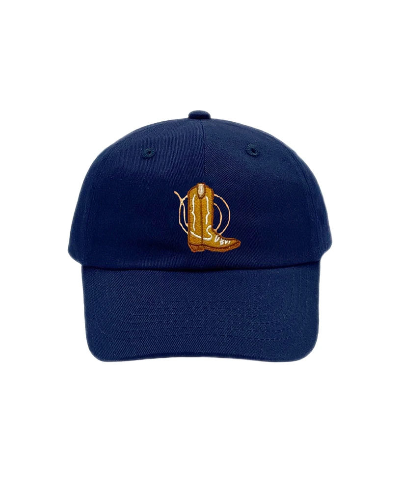 Bits & Bows Boys Cowboy Boot Baseball Hat in Navy