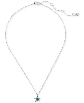 kate spade new york Silver-Tone Cosmos Light Sapphire Pendant Necklace, 16" + 3" extender