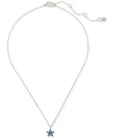 kate spade new york Silver-Tone Cosmos Light Sapphire Pendant Necklace, 16" + 3" extender