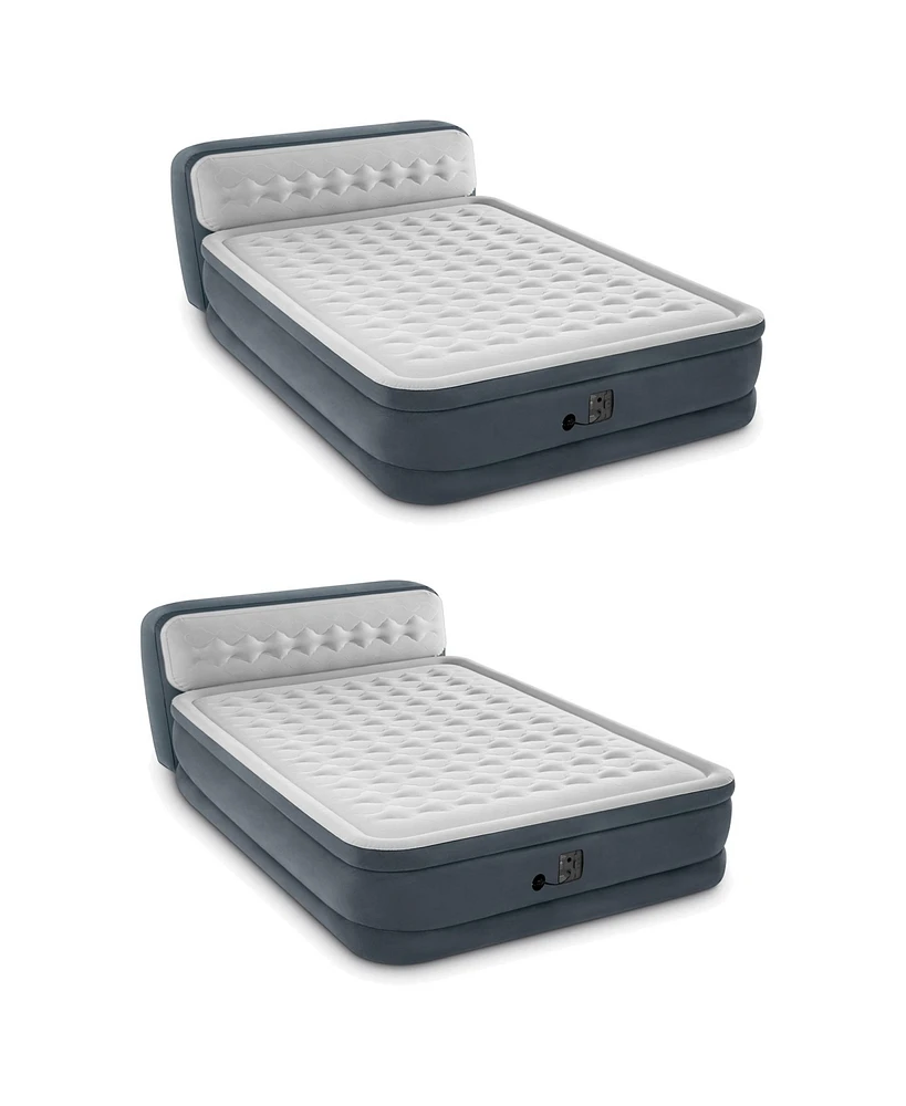 Intex Dura Beam Ultra Plush Headboard Airbed w/Built In Pump, Queen (2 Pack)