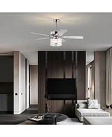 Slickblue 52" Chrome Drum Shade Led Ceiling Fan with 3 Lights & Remote