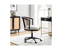 Ingrid Contemporary Solid Wood Rattan Swivel Task Chair