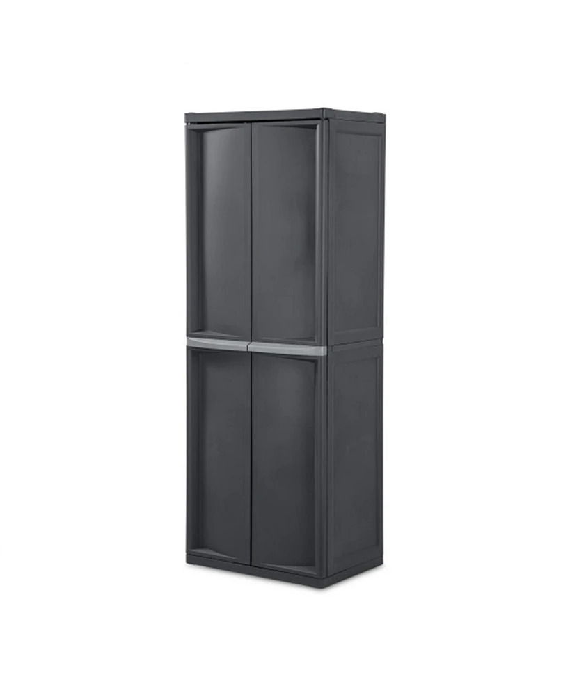 Sterilite Adjustable 4-Shelf Storage Cabinet With Doors, Gray | 01423V01