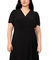 Msk Plus Sequinned-Sleeve Fit & Flare Dress