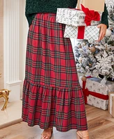 Cupshe Women's Plaid Ruffled Maxi Skirt