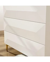 Homsee White Side Table, Chest of Drawers with 5-Drawers