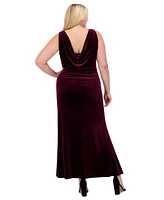 Eliza J Plus Embellished Velvet Cowlneck Gown