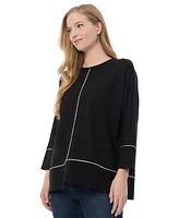 Jones New York Women's Piping Dolman 3/4-Sleeve Top