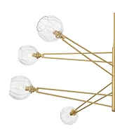 Zennia Soft Gold Chandelier Lighting 53" Wide Modern Glam Sputnik Clear Ribbing Glass Orb Shades 8-Light Fixture for Dining Room House Foyer Kitchen I