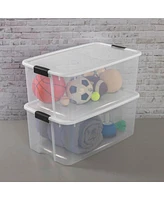 Sterilite 116 Quart Ultra Latching Clear Plastic Storage Tote Container, 12 Pack