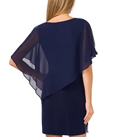 Msk Women's Cape-Overlay Cocktail Dress