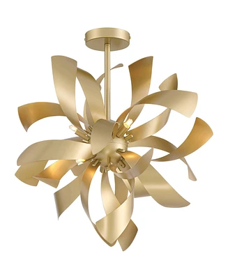 Possini Euro Design Verity 22" Modern Semi Flush-Mount Ceiling Light Fixture Kitchen Foyer Hallway Sculptural Twisted 6-Light Led Dimmable Gold Finish