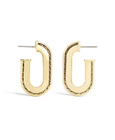 Coach Gold-Tone Stitched Oval Hoop Earrings