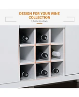 Homcom Wooden Cupboard Buffet Cabinet Sideboard with Wine Rack for 9-Bottles, White