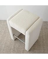 The Pop Home 26.5" Boucle Counter Stool Set Of 2,Backless Boucle Counter Stool-The Pop Home