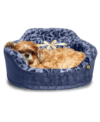 Dream Black Label Leopard Princess Dog Bed - Puppy Bed for Small Dogs, Washable Cuddler Cat Bed - Elegant, Royal Design Beds for Puppy and Kitten