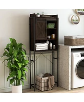 Gymax Over The Toilet Storage Cabinet Rack Bathroom w/ Slipping Barn Door & Adjustable Shelf Espresso