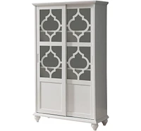 Kings Brand Furniture Halswelle 2-Door White Curio Bookcase Cabinet with Glass Doors