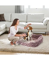 Elle Cuddler Dog Beds for Small Dogs, Washable Pet Bed for Cat and Dog, Printed Microsuede with Plush Center