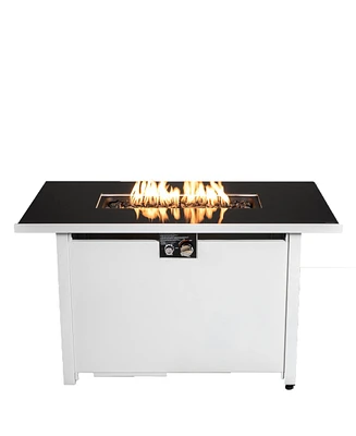 Mondawe 25 H x 42 W Steel Outdoor Fire Pit Table with Lid