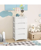 Costway Pcs -Drawer Plastic Rolling Storage Cart with 4 Universal Wheels Dresser Cabinet