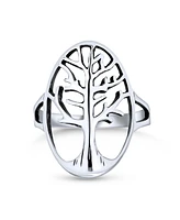 Bling Jewelry Large Open Oval Family Wishing Tree of Life Ring 925 Sterling Silver