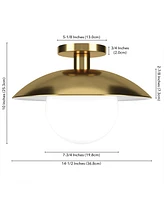 Hudson & Canal 14.5" Metal Alvia Wide Semi Flush Mount