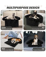 Costway Plush Calming Dog Couch Bed with Anti-Slip Bottom Plush Mat for Dogs & Cats