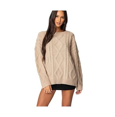 Edikted Women's Kennedy Oversized Cable Knit Sweater