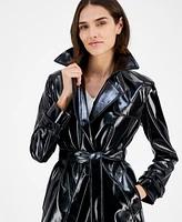 Anne Klein Women's Patent Faux-Leather Trench Coat